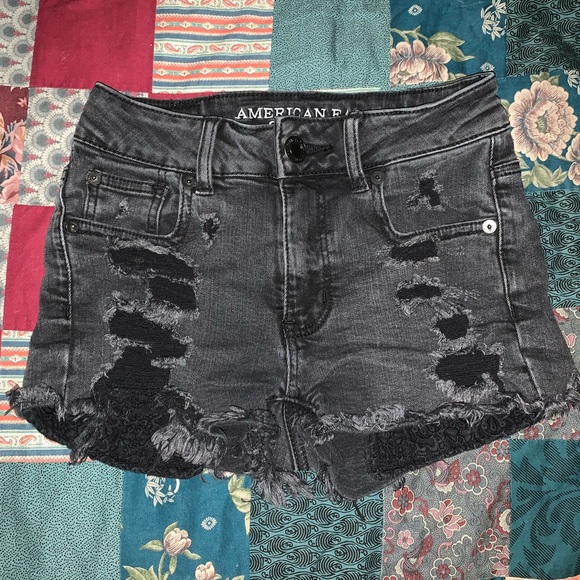 american eagle black denim shorts - Picture 2 of 5